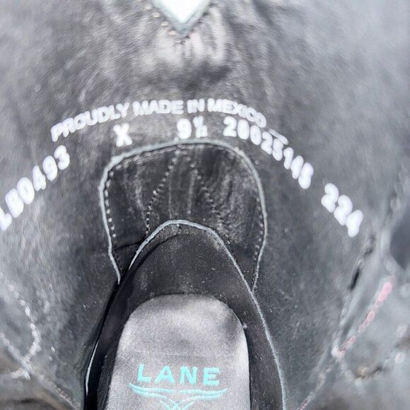 NEW Lane LEXINGTON Womens Cowboy Bootie 9.5 Black Leather Western Cowgirl Boots - Picture 8 of 10